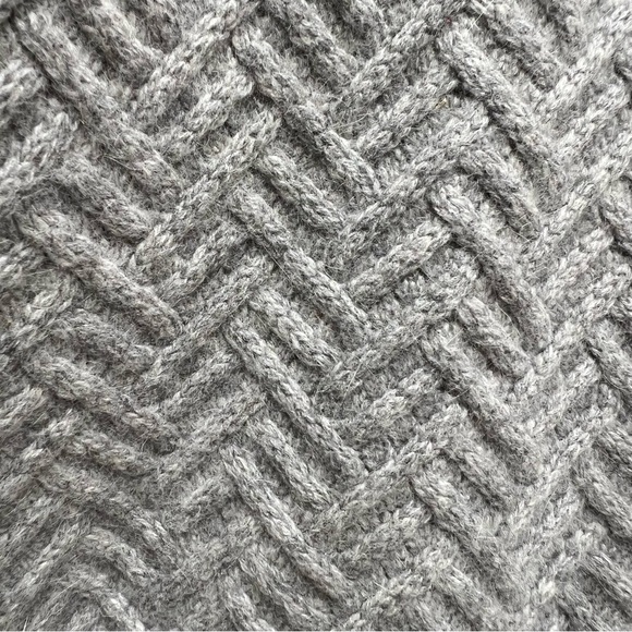 Penny Lane Fur Trim Wool Angora Cable Knit Women Cardigan Sweater Cottage Core - Picture 14 of 16